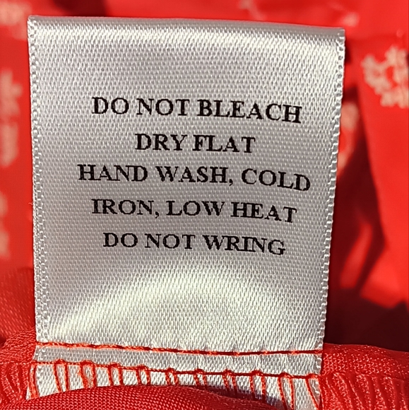 Dragonfly EUC Wrap Style Lined Dress, Coral with White Floral Pattern, Medium - Picture 7 of 8